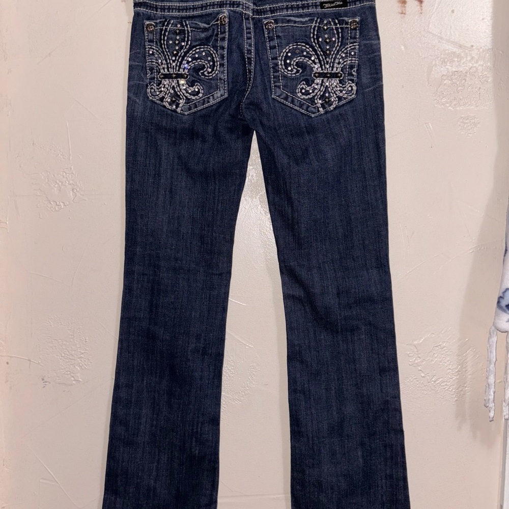 Miss Me Dark Blue Boot Cut Jeans with Embellishments